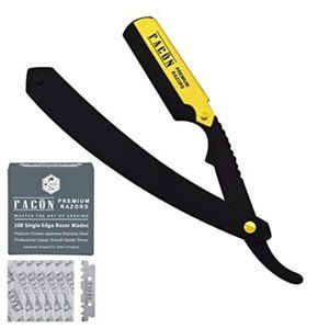 100 BLADES + Professional Premium Straight Edge Barber Razor